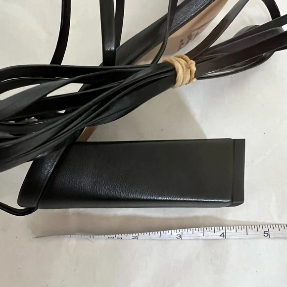 8 By Yoox Lace Up Heel Sandal EU 39, US 9 Black Square Toe Leather NWB - Picture 9 of 10